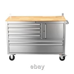 Coffre d’atelier roulant en acier inoxydable 48/55 avec 6/10 tiroirs, armoire à outils<br/> 