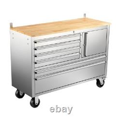 Coffre d’atelier roulant en acier inoxydable 48/55 avec 6/10 tiroirs, armoire à outils<br/> 