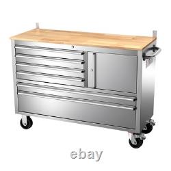 Coffre d’atelier roulant en acier inoxydable 48/55 avec 6/10 tiroirs, armoire à outils

 <br/>		 