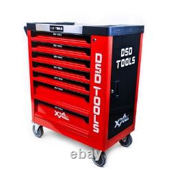 Coffre de rangement DSD TOOLS pour outils avec roulettes, garage, atelier, 7 tiroirs, rouge