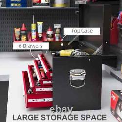 Coffre de rangement à outils avec 6 tiroirs, cabinet verrouillable, glissières à billes