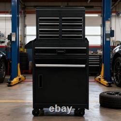 Coffre de rangement à rouleaux robuste pour garage avec 5 tiroirs noir