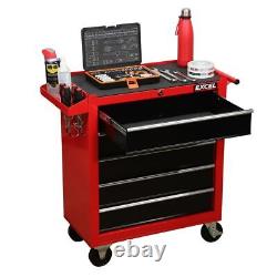Coffre de rangement à rouleaux robuste pour outils de garage avec 5 tiroirs rouge