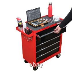 Coffre de rangement à rouleaux robuste pour outils de garage avec 5 tiroirs rouge