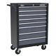 Coffre De Rangement à Roulettes Sealey Ap3508tb Avec 8 Tiroirs, Rouleau Noir C
