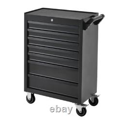 Coffre de rangement à roulettes avec 7 tiroirs, cabinet à outils verrouillable, chariot gris