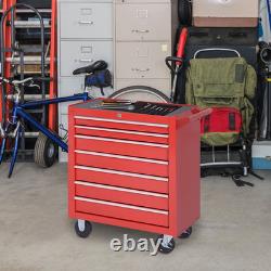 Coffre de rangement à roulettes avec 7 tiroirs rouge Durhand pour garage et atelier