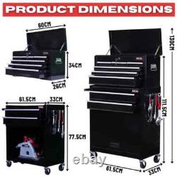 Coffre de rangement à roulettes robuste pour atelier de garage 8 tiroirs noir