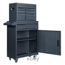 Coffre de rangement à roulettes robuste pour garage et atelier avec 4 tiroirs noir