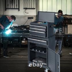 Coffre de rangement à roulettes robuste pour garage et atelier avec 4 tiroirs noir