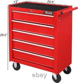 Coffre de rangement à roulettes rouge avec 5 tiroirs adapté pour garage atelier UK