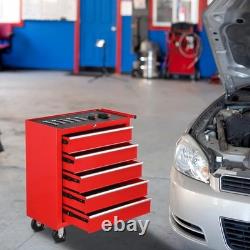 Coffre de rangement à roulettes rouge avec 5 tiroirs adapté pour garage atelier UK