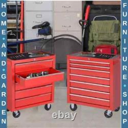 Coffre de rangement d'outils à roulettes pour mécanicien avec 7 tiroirs - Rouge - Atelier Garage