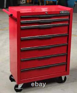 Coffre de rangement pour outils Hilka, rouge métallique, portable, armoire roulante de garage, boîte à outils