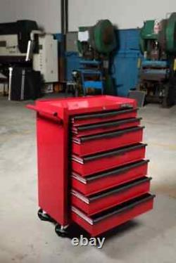 Coffre de rangement pour outils Hilka, rouge métallique, portable, armoire roulante de garage, boîte à outils