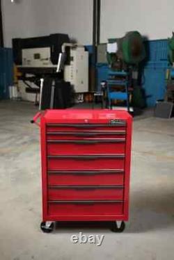 Coffre de rangement pour outils Hilka, rouge métallique, portable, armoire roulante de garage, boîte à outils