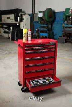 Coffre de rangement pour outils Hilka, rouge métallique, portable, armoire roulante de garage, boîte à outils