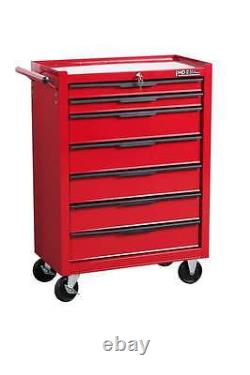 Coffre de rangement pour outils Hilka, rouge métallique, portable, armoire roulante de garage, boîte à outils