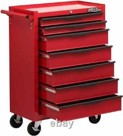 Coffre de rangement pour outils Hilka, rouge métallique, portable, armoire roulante de garage, boîte à outils