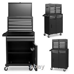 Coffre de rangement robuste pour outils avec roulettes, 8 tiroirs, grande boîte