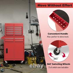 Coffre de rangement robuste pour outils avec roulettes, 8 tiroirs, grande boîte