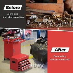 Coffre de rangement robuste pour outils avec roulettes, 8 tiroirs, grande boîte