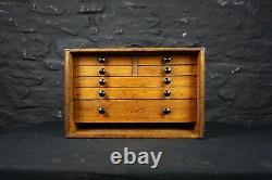 Coffret D'outils D'ingénieurs En Bois Antique Avec 7 Tiroirs Vintage Oak Cabinet