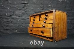 Coffret D'outils D'ingénieurs En Bois Antique Avec 7 Tiroirs Vintage Oak Cabinet