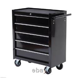 Coffret à outils à 5 tiroirs avec cabinet, 4 roues, organisateur de rangement verrouillable pour garage et atelier