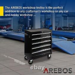 Coffret à outils à roulettes AREBOS avec 5 tiroirs de rangement, boîte à outils et chariot