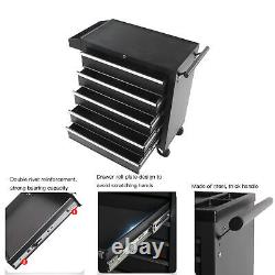 Coffret à outils à tiroirs 5 tiroirs Chariot de rangement pour garage Boîte à outils noire UK