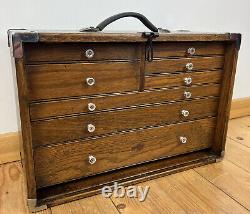 Coffret à tiroirs en bois de collection Vintage Neslein pour outils d'ingénieurs et de fabricants