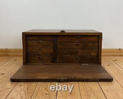 Coffret à tiroirs en bois vintage pour collectionneurs d'outils d'ingénieurs et de fabricants