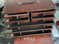Coffret d'outils d'ingénieurs Vintage Moore & Wright à 7 tiroirs avec clé