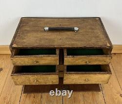 Coffret de collectionneur d'outils d'ingénieur de montres en bois vintage avec 6 tiroirs