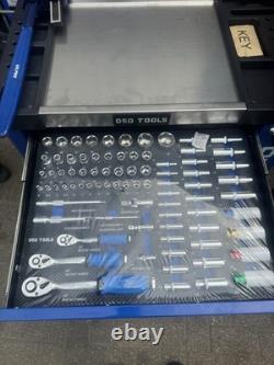 DSD Tools XXL Coffre à outils en métal, armoire verrouillable à 7 tiroirs, bleu/noir