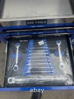 DSD Tools XXL Coffre à outils en métal, armoire verrouillable à 7 tiroirs, bleu/noir