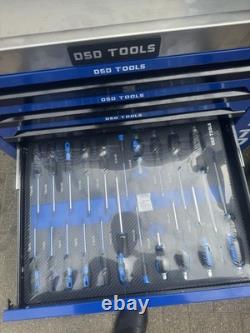 DSD Tools XXL Coffre à outils en métal, armoire verrouillable à 7 tiroirs, bleu/noir