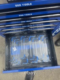 DSD Tools XXL Coffre à outils en métal, armoire verrouillable à 7 tiroirs, bleu/noir