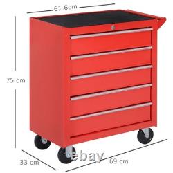 DURHAND Coffre à outils roulant avec tiroirs, boîte de rangement, 5 tiroirs, atelier de garage, rouge DURHAND Coffre à outils roulant avec tiroirs, boîte de rangement, 5 tiroirs, atelier de garage, rouge