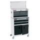 Draper 19576 Armoire &agrave; Roulettes Combin&eacute;e Et Coffre &agrave; Outils, 6 Tiroirs, 24, Blanc