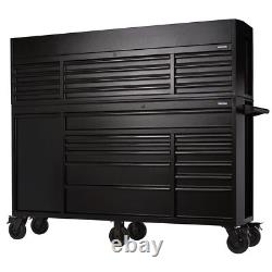 Draper 25 tiroirs meuble à roulettes combiné et coffre à outils 72 noir 24253