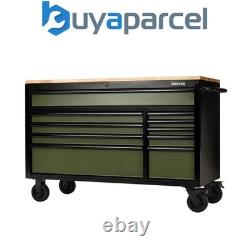 Draper 27221 BUNKER 10 tiroirs établi armoire à outils sur roulettes, 56, vert