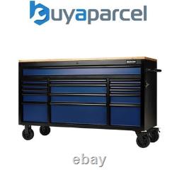 Draper 27336 BUNKER 15 tiroirs établi roulant pour outils, 61, bleu