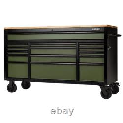 Draper BUNKER Cabine à outils sur roulettes avec 15 tiroirs, 61, Vert