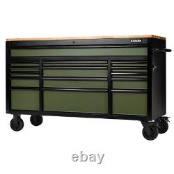 Draper BUNKER Cabine à outils sur roulettes avec 15 tiroirs, 61, Vert