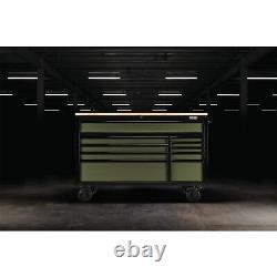 Draper BUNKER Établi d'atelier avec caisson à outils à roulettes, 10 tiroirs, 56, vert 08236