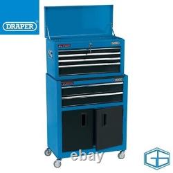 Draper Cabinet à roulettes combiné de 6 tiroirs et coffre à outils bleu 24, N° de stock 19563
