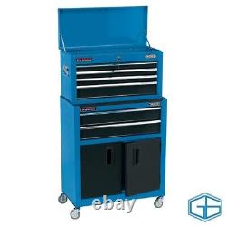 Draper Cabinet à roulettes combiné de 6 tiroirs et coffre à outils bleu 24, N° de stock 19563