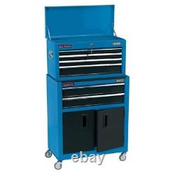 Draper Cabinet à roulettes combiné de 6 tiroirs et coffre à outils bleu 24, N° de stock 19563